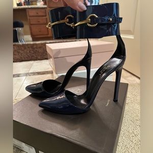 Gucci strapped heels with gold buckles